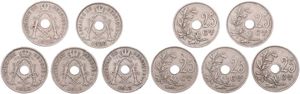 Belgium, Kingdom, Albert I, Good lot with 5 different 25 Centimes copper-nickel coins in various grades including better items...