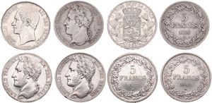 Belgium, Kingdom, Leopold I, Good lot with 4 different 5 Francs silver coins in various grades including better items...
