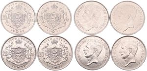 Belgium, Kingdom, Albert I, Good lot with 4 different 20 Francs nickel coins in various grades including better items or grades...