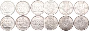 Belgium, Kingdom, Prince Charles, Good lot with 6 different 100 Francs silver coins in various grades including better items...